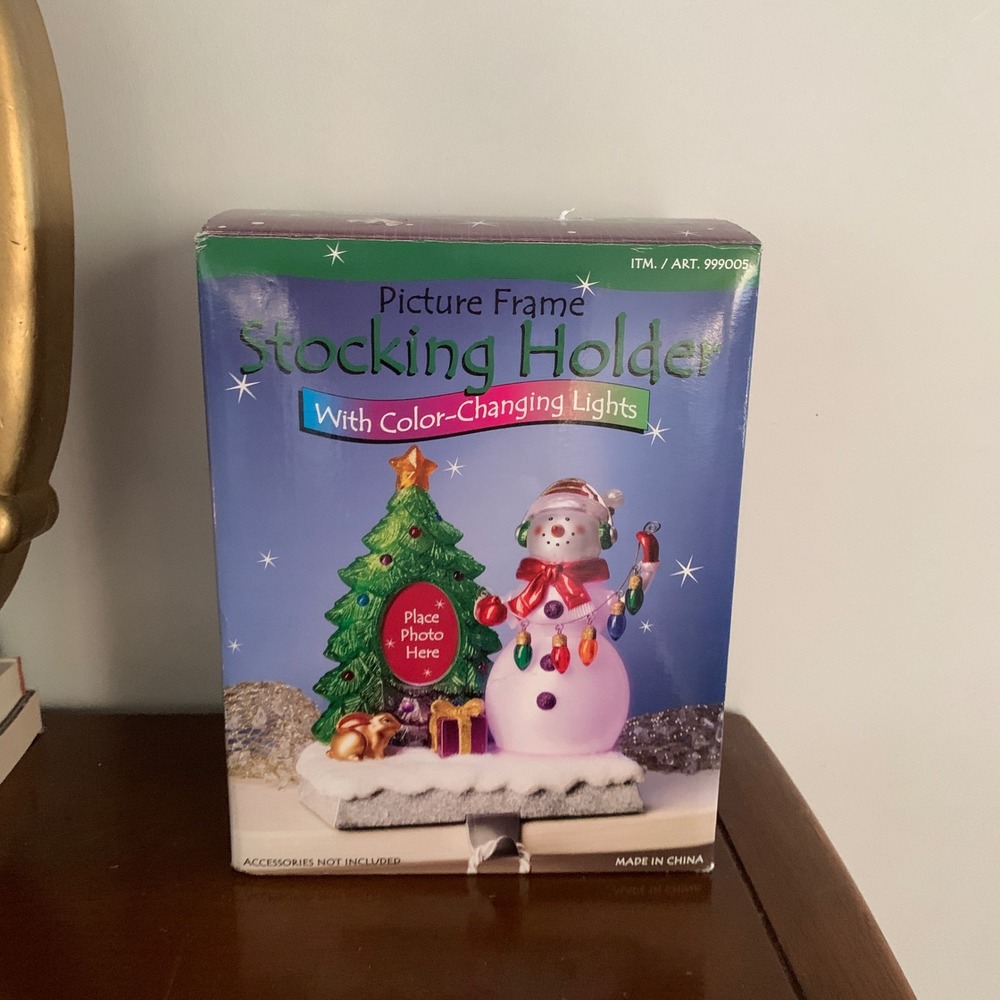Lighted Snowman Christmas Stocking Holder Picture Frame Color‎ Changing 999005